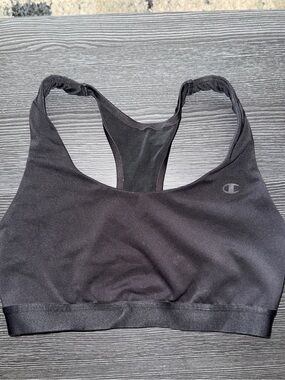 Champion Black Racerback Sports Bra with Subtle Logo